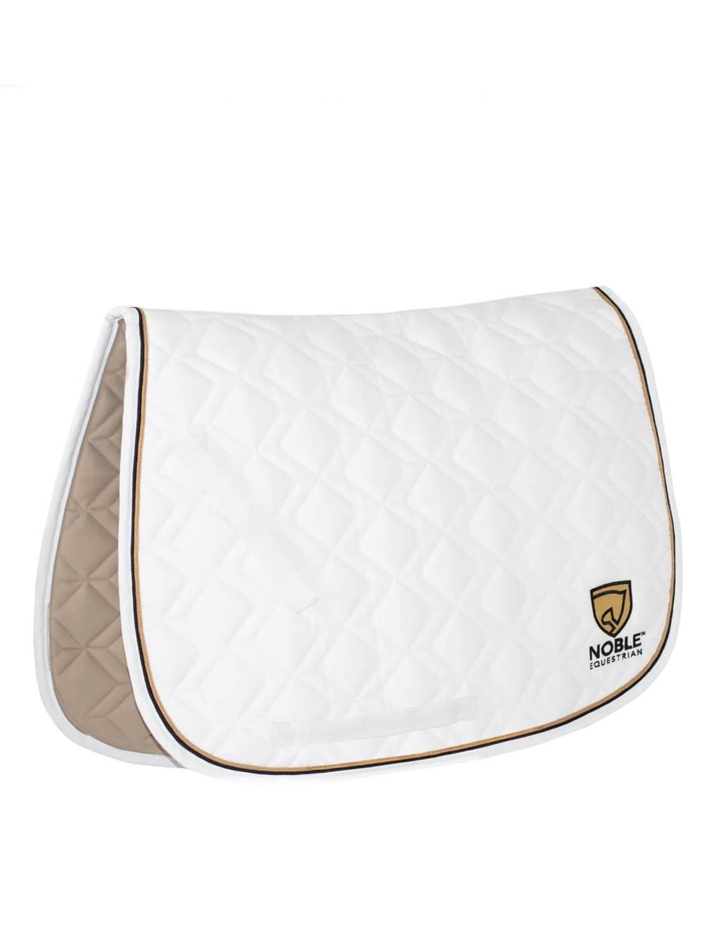 Noble Equestrian Premier Saddle Pad - White with Tan and Black Trim - Medium